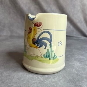 VTG Artisan Pottery Tuscan Country Creamer Syrup Pitcher Rooster Made in Italy